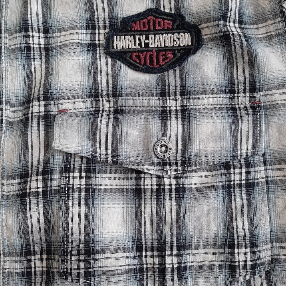 Harley-Davidson Black and White Plaid Shirt
